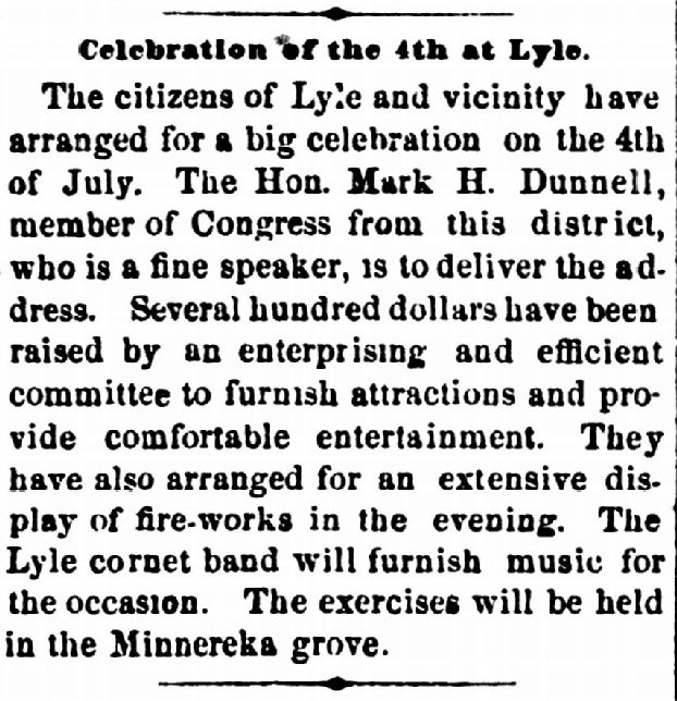 Celebration of the 4th at Lyle. Lyle Historical Society